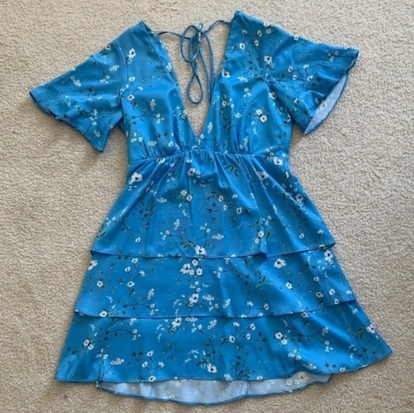 Show Me Your MuMu Dresses & Skirts - Show Me Your Mumu Dulce Blue Floral Dress Sz L